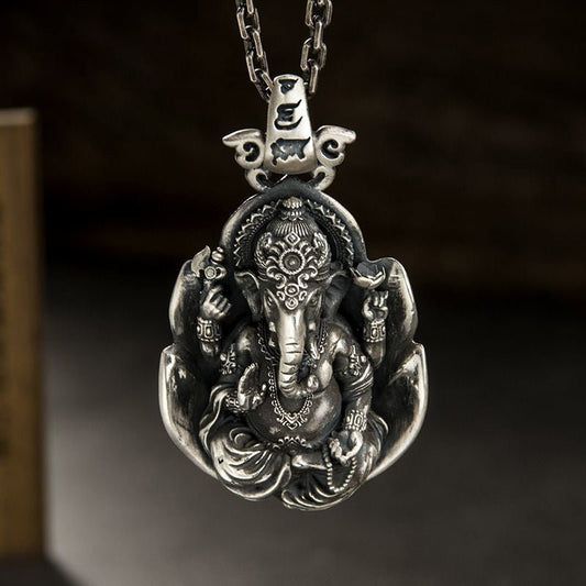 2024 New Stainless Steel Ganesha Pendant - Rudraksha Mala Jewelry