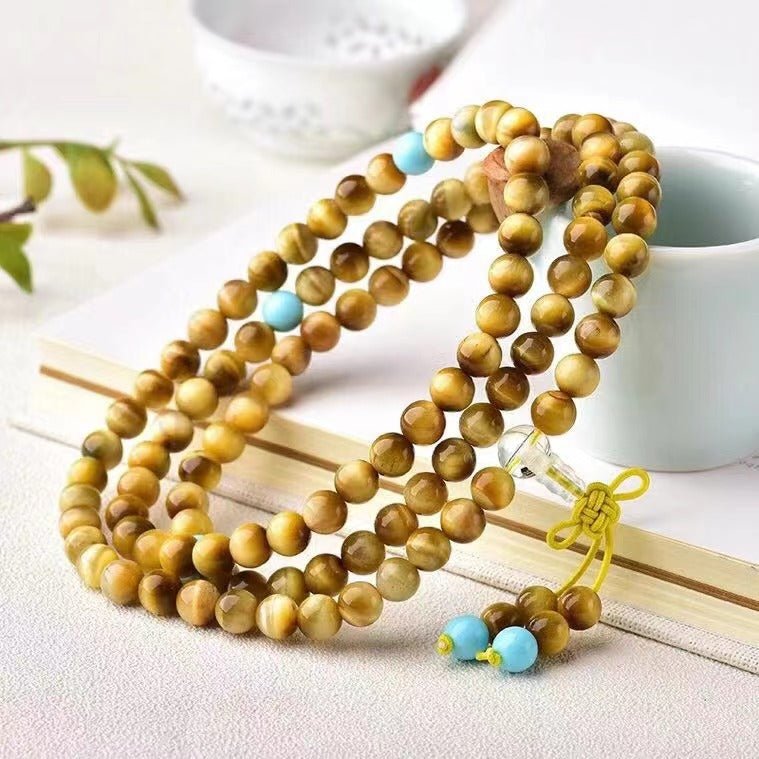 2024 New Tigers Eye Mala Beads - Rudraksha Mala Jewelry