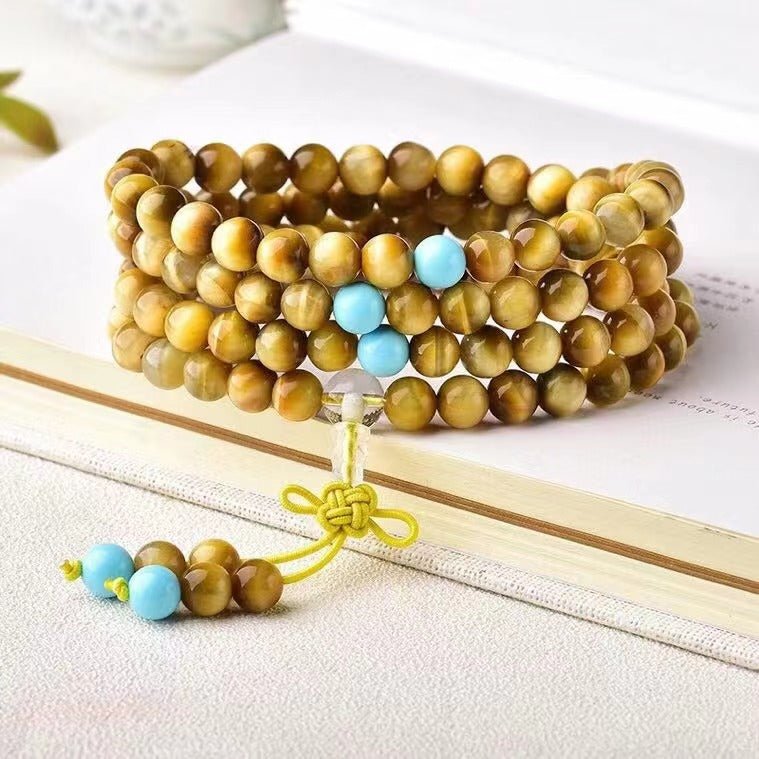 2024 New Tigers Eye Mala Beads - Rudraksha Mala Jewelry