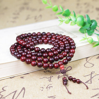 African Sandalwood Prayer Bead Bracelet - Rudraksha Mala Jewelry