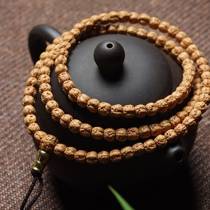 Buddha Palm Bodhi Seed Rudraksha Mala - Rudraksha