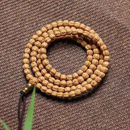 Buddha Palm Bodhi Seed Rudraksha Mala - Rudraksha