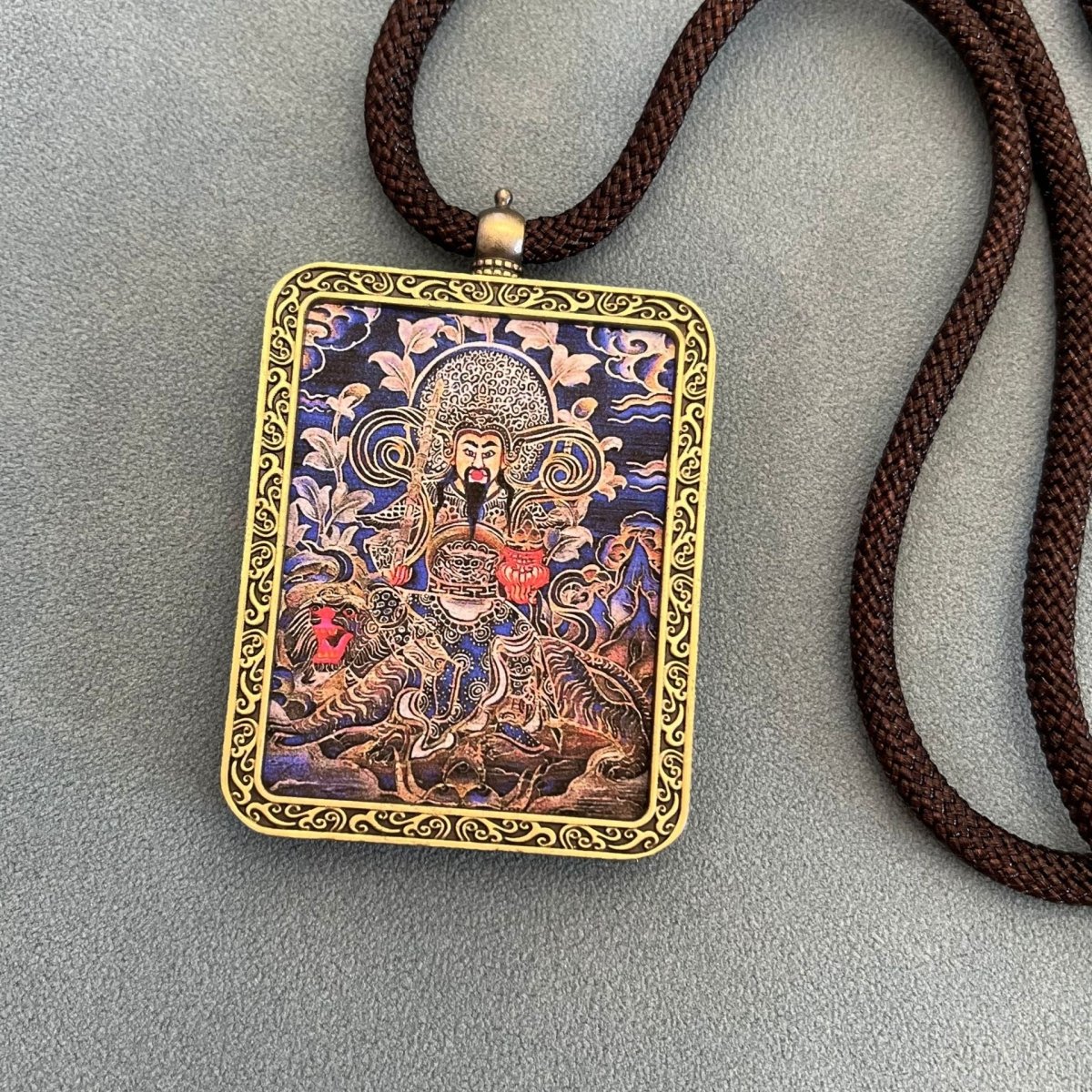 Hand Drawn Tibetan Thangka Painting Pendant Necklace - Rudraksha Mala Jewelry