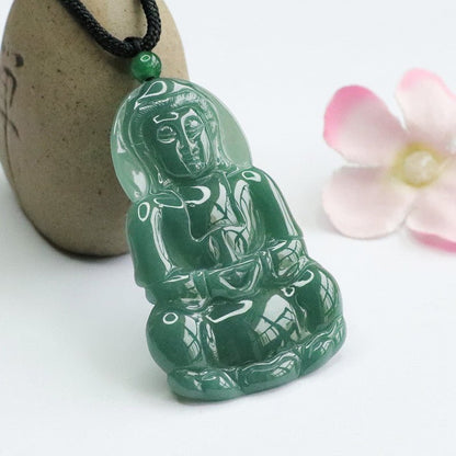 Jade Buddha Necklace Charm - Rudraksha Mala Jewelry