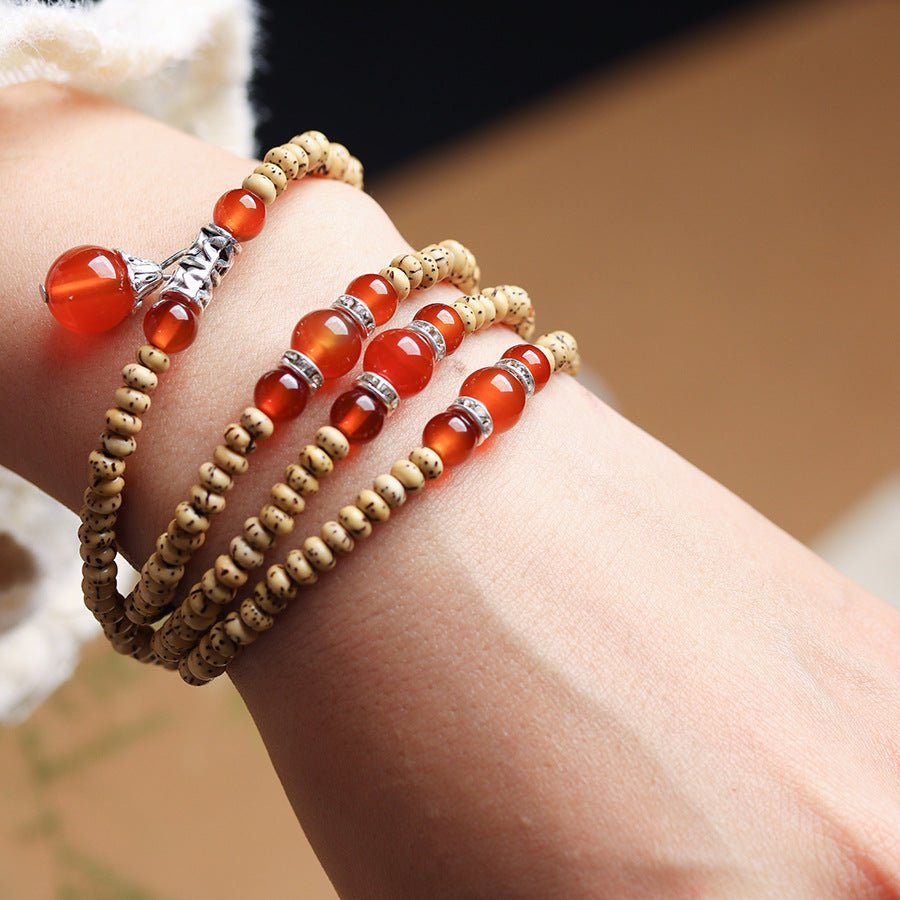 Moon And Star Bodhi Seed Bracelet - Rudraksha Mala Jewelry