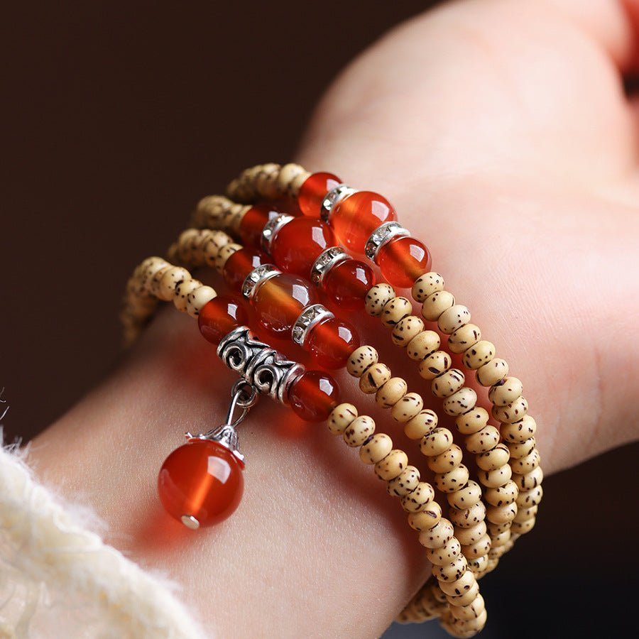 Moon And Star Bodhi Seed Bracelet - Rudraksha Mala Jewelry