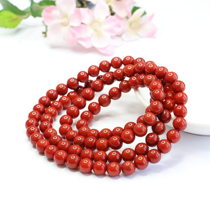 Natural Red Agate Buddhist Mala - Rudraksha Mala Jewelry
