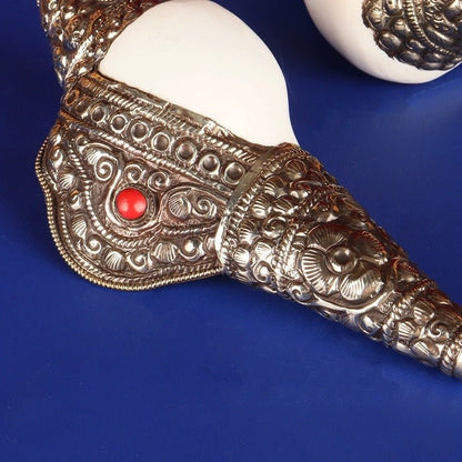 Nepal Handmade White Copper Covered Vishnu Shankh