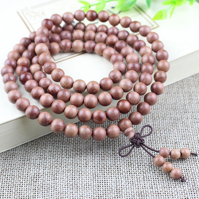 North American Red Cedar Buddhist Wooden Bead Bracelet - Rudraksha Mala Jewelry