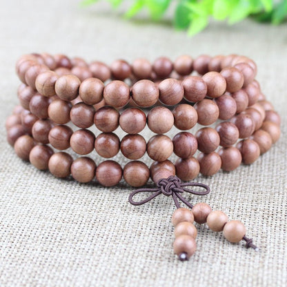 North American Red Cedar Buddhist Wooden Bead Bracelet - Rudraksha Mala Jewelry