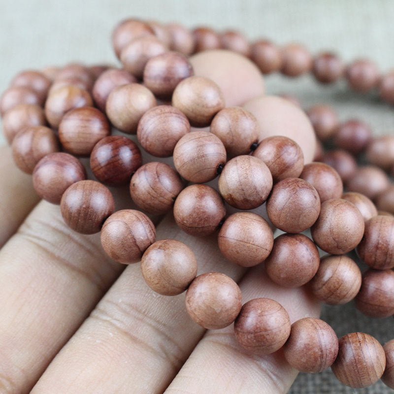 North American Red Cedar Buddhist Wooden Bead Bracelet - Rudraksha Mala Jewelry