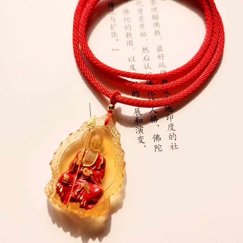 Real Colored Glaze Ksitigarbha Bodhisattva Pendant - Rudraksha Mala Jewelry