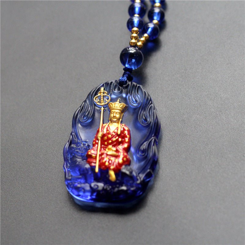 Real Colored Glaze Ksitigarbha Bodhisattva Pendant - Rudraksha Mala Jewelry