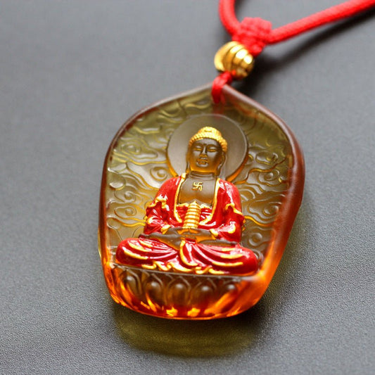 Real Colored Glaze Medicine Buddha Pendant - Rudraksha Mala Jewelry