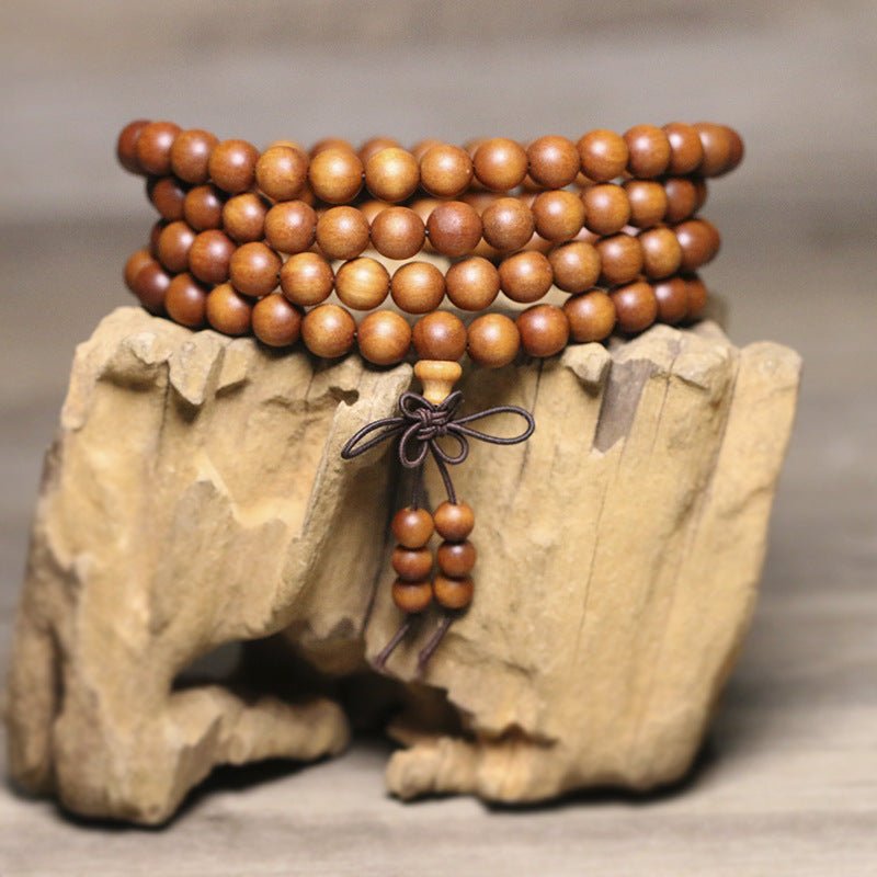 Real Indian Yellow Sandalwood Mala - Rudraksha Mala Jewelry
