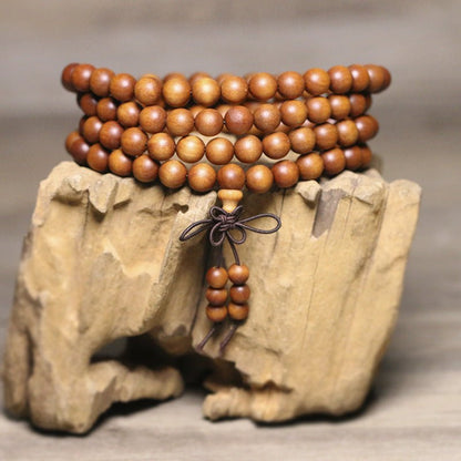 Real Indian Yellow Sandalwood Mala - Rudraksha Mala Jewelry