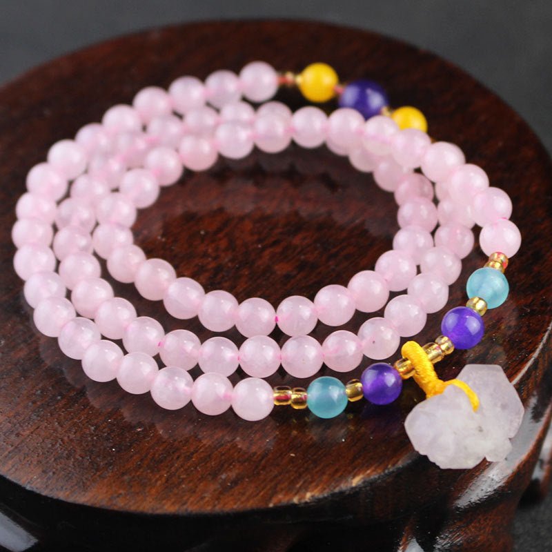 Rose Quartz Mala - Rudraksha Mala Jewelry