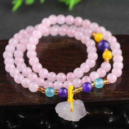 Rose Quartz Mala - Rudraksha Mala Jewelry