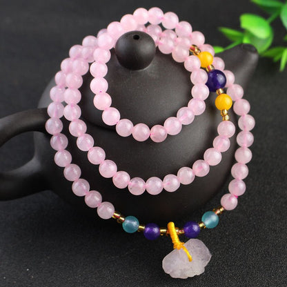 Rose Quartz Mala - Rudraksha Mala Jewelry