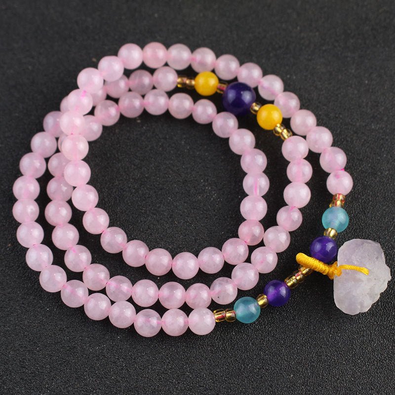 Rose Quartz Mala - Rudraksha Mala Jewelry
