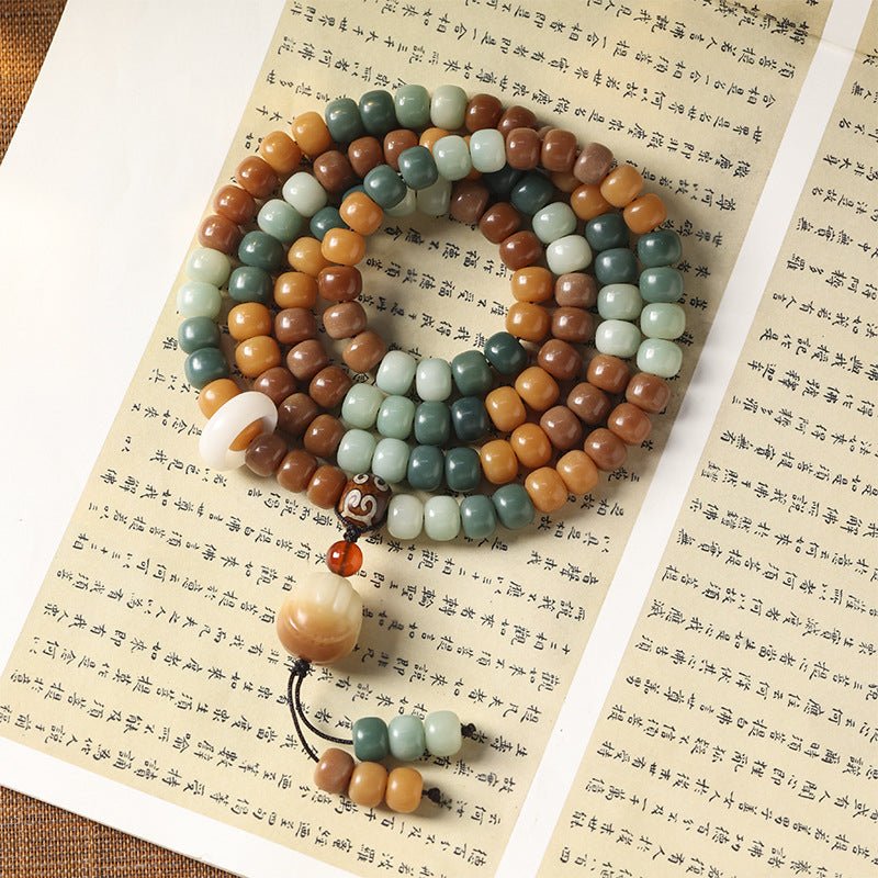 Seven Treasure Bodhi Root 108 Mala Bracelet - Rudraksha Mala Jewelry