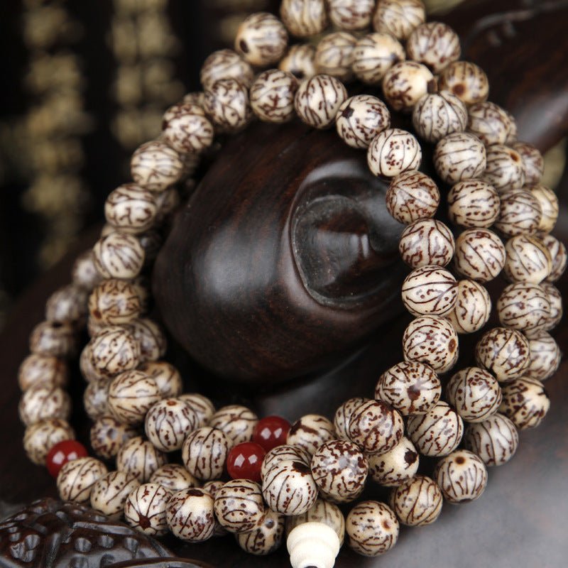 Small Gold Thread Bodhi Seed 108 Buddha Beads - Rudraksha Mala Jewelry