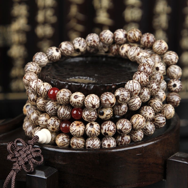 Small Gold Thread Bodhi Seed 108 Buddha Beads - Rudraksha Mala Jewelry