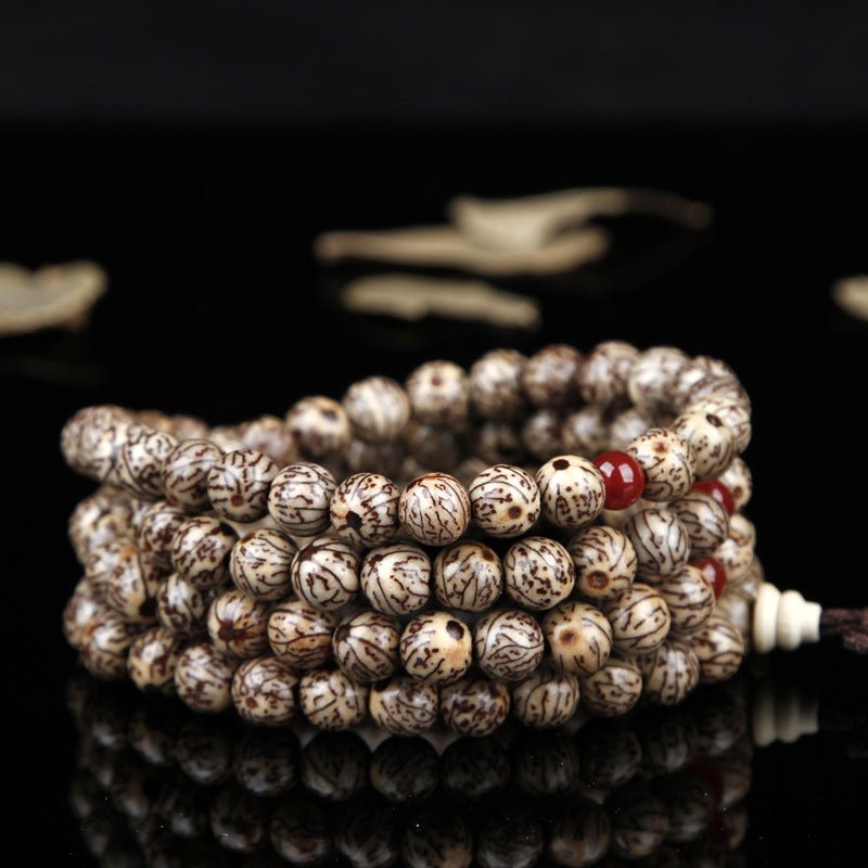 Small Gold Thread Bodhi Seed 108 Buddha Beads - Rudraksha Mala Jewelry