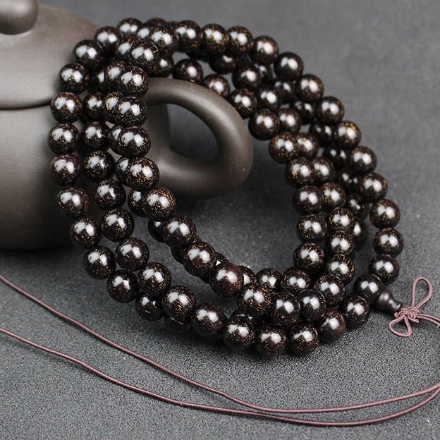 Zambia Red Sandalwood Mala Bead Necklace - Rudraksha Mala Jewelry